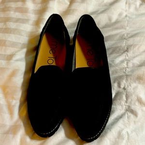 Black suede size 8 like new Me Too loafers.